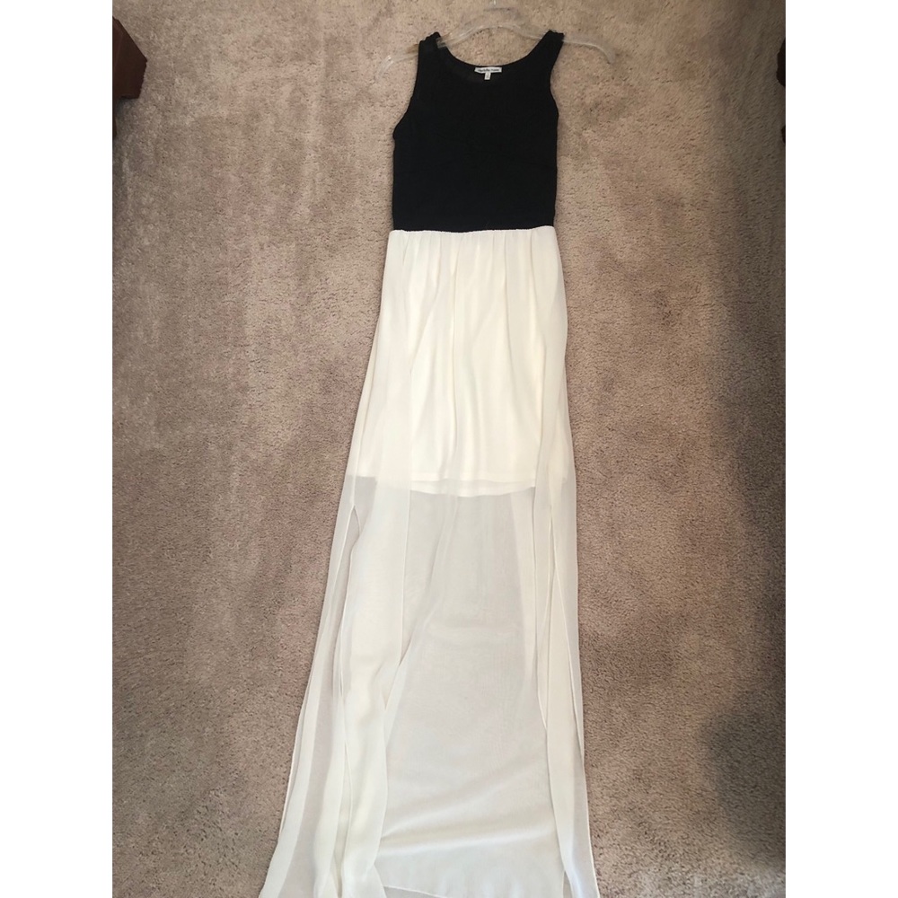 Black and white sheer maxi dress.